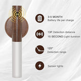Glass Wood Motion Sensor LED Night Light, Motion Activated, Wall Lights, Rechargeable Wall Lights, Wireless Wall Light, Suitable For Corridors, Stairs, Bedrooms, Brown