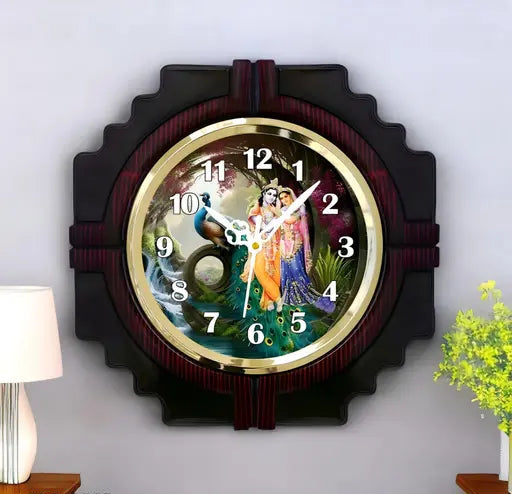 Wall Clock for Home Decor - Decorative Designer Clocks Radha Krishna