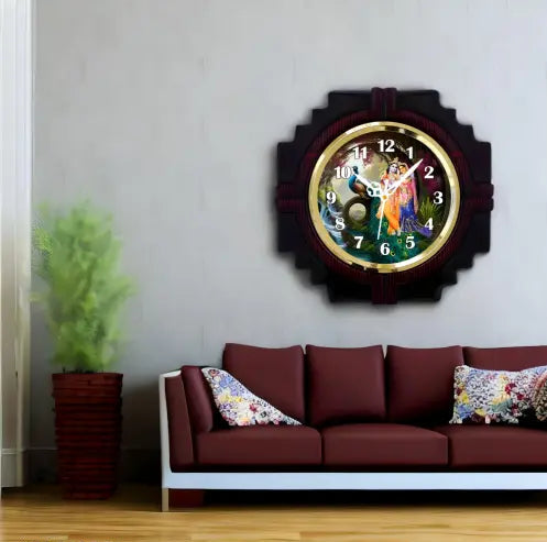 Wall Clock for Home Decor - Decorative Designer Clocks Radha Krishna
