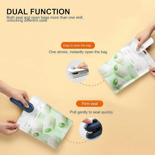 Portable Mini Sealing Machine 2 in 1 USB Rechargeable Magnetic Heat Sealing and Cutting Bag Sealer, Plastic Bag Sealing Machine, Multicolour